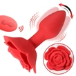 Kép 10/18 - B-Series Cuta - Rose Rotating Anal Plug - 10 funkciós, rózsa alakú, wireless análdugó (USB) - piros 