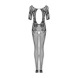 Kép 7/7 - Obsessive - Bodystocking F238 - virágmintás, nyitott testharisnya (S/M/L) - fekete