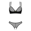 Kép 7/9 - Obsessive - Nesari 2-pcs Crotchless Set - erotikus fehérnemű szett (M/L) - fekete