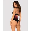 Kép 2/9 - Obsessive - Rosenty - csipkével díszített, alul nyitott body (M/L) - fekete/bordó