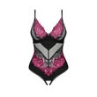 Kép 7/9 - Obsessive - Rosenty - csipkével díszített, alul nyitott body (M/L) - fekete/bordó