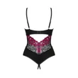Kép 8/9 - Obsessive - Rosenty - csipkével díszített, alul nyitott body (M/L) - fekete/bordó