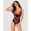 Kép 1/9 - Obsessive - Rosenty - csipkével díszített, alul nyitott body (M/L) - fekete/bordó