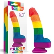 Kép 1/8 - Outlet - 8&quot; Prider Dildo - rögzíthető, rugalmas, élethű herés dildó (multicolor)