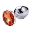 Kép 1/2 - Passion Labs - Metallic Butt Plug - kisméretű, fém análdugó narancs kristállyal (ezüst)