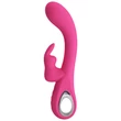 Kép 4/11 - Pretty Love - Novak - 12 funkciós G-pont vibrátor nyuszifüles csiklóizgatóval (USB) - pink