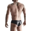 Kép 4/8 - Regnes Fetish Planet - V-nyakú wetlook poló és brazil alsónadrág szett (L) - fekete