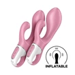Kép 6/6 - Satisfyer - Air Pump Bunny 2 - prémium, 12 funkciós, tágítható csiklóizgató és G-pont vibrátor (USB) - halvány-piros