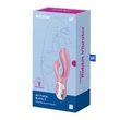 Kép 1/6 - Satisfyer - Air Pump Bunny 2 - prémium, 12 funkciós, tágítható csiklóizgató és G-pont vibrátor (USB) - halvány-piros