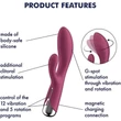 Kép 3/9 - Satisfyer - Spinning Rabbit 1 - prémium, 12 vibrációs és 5 rotáció funkciós csiklóizgató és G-pont vibrátor (USB) - vörös