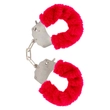 Kép 1/3 - ToyJoy - Furry Fun Cuffs - fém bilincs piros plüss bevonattal 