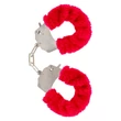 Kép 1/3 - ToyJoy - Furry Fun Cuffs - fém bilincs piros plüss bevonattal 