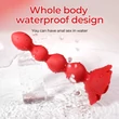 Kép 11/14 - B-Series Cute - Rose Rotating Anal Beads - 10 funkciós, wireless, rotációs, gyöngyös anális izgató, rózsa formájú talppal (USB) - piros
