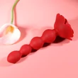 Kép 14/14 - B-Series Cute - Rose Rotating Anal Beads - 10 funkciós, wireless, rotációs, gyöngyös anális izgató, rózsa formájú talppal (USB) - piros