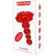 Kép 6/14 - B-Series Cute - Rose Rotating Anal Beads - 10 funkciós, wireless, rotációs, gyöngyös anális izgató, rózsa formájú talppal (USB) - piros