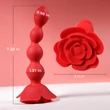 Kép 7/14 - B-Series Cute - Rose Rotating Anal Beads - 10 funkciós, wireless, rotációs, gyöngyös anális izgató, rózsa formájú talppal (USB) - piros