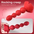 Kép 9/14 - B-Series Cute - Rose Rotating Anal Beads - 10 funkciós, wireless, rotációs, gyöngyös anális izgató, rózsa formájú talppal (USB) - piros