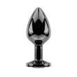 Kép 2/3 - Guilty Toys - Butt Plug Dark Anal Plug - kisméretű, fém análdugó fekete kristállyal díszítve (S) - szürke