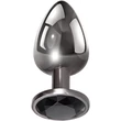 Kép 1/3 - Guilty Toys - Butt Plug Dark Anal Plug - kisméretű, fém análdugó fekete kristállyal díszítve (S) - szürke