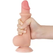 Kép 5/11 - Lovetoy - 7.5&quot; Sliding Skin Dual Layer Dong Flesh II - rögzíthető, herés, élethű dildó (18,3cm) - testszínű
