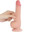 Kép 7/11 - Lovetoy - 7.5&quot; Sliding Skin Dual Layer Dong Flesh II - rögzíthető, herés, élethű dildó (18,3cm) - testszínű