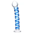 Kép 1/3 - Passion Labs - Spiral Dildo Glass - temperálható, csavart felületű üveg dildó (áttetsző/kék)