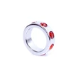 Kép 1/5 - B-Series Heavy Fun - Metal Cock Ring with Red Diamonds - piros gyémánttal díszített fém péniszgyűrű (ezüsz)