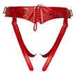 Kép 6/6 - Bad Kitty - Naughty Toys - Strap On - állítható, fűzős bőr hám felcsatolható termékekhez (piros)