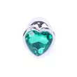 Kép 3/10 - Boss Series - Heavy Fun - szív alakú, zöld kristályos análdugó (ezüst)
