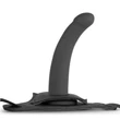 Kép 4/7 - EasyToys - Silicone Strap-On - hajlított, felcsatolható dildó állítható hevederrel (fekete)