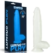 Kép 1/19 - Lumino Play-Élethű erezett letapasztható dildo, sötétben kék színű  