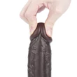 Kép 5/19 - Lovetoy - 9,5&quot; Sliding-Skin Dual Layer Dong - rögzíthető, herés, élethű dildó (24cm) - barna