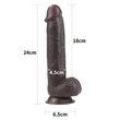 Kép 12/19 - Lovetoy - 9,5&quot; Sliding-Skin Dual Layer Dong - rögzíthető, herés, élethű dildó (24cm) - barna