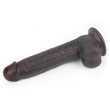 Kép 18/19 - Lovetoy - 9,5&quot; Sliding-Skin Dual Layer Dong - rögzíthető, herés, élethű dildó (24cm) - barna