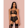 Kép 4/8 - Obsessive - Basitta - 3 részes csipke fehérnemű szett (L/XL) - fekete