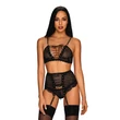 Kép 1/8 - Obsessive - Basitta -3 részes csipke fehérnemű szett (S/M) - fekete