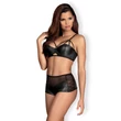Kép 1/8 - Obsessive - Leatheria -2 részes wetlook fehérnemű szett (L/XL) - fekete