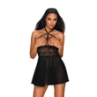 Kép 1/8 - Obsessive - Nettsy - babydoll és tanga szett (L/XL) - fekete