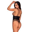 Kép 3/8 - Obsessive - Romanesa - csipke fűző és nyitott tanga szett (L/XL) - fekete