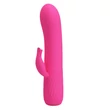 Kép 1/7 - Pretty Love - Tim - 12 funkciós, szilikon nyuszis csiklóizgató és G-pont vibrátor (USB) - magenta