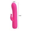 Kép 4/7 - Pretty Love - Tim - 12 funkciós, szilikon nyuszis csiklóizgató és G-pont vibrátor (USB) - magenta