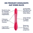Kép 5/11 - Satisfyer - Elastic Joy - prémium, dupla motoros multi-funkciós vibrátor (USB) - piros
