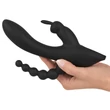 Kép 3/13 - Sweet Smile - Triple G-Spot Vibrator - nyuszis csiklóizgató, vibrációs análgyöngy és G-pont vibrátor trió (USB) - fekete