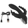 Sweet Smile - Triple G-Spot Vibrator - nyuszis csiklóizgató, vibrációs análgyöngy és G-pont vibrátor trió (USB) - fekete