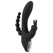 Kép 9/13 - Sweet Smile - Triple G-Spot Vibrator - nyuszis csiklóizgató, vibrációs análgyöngy és G-pont vibrátor trió (USB) - fekete