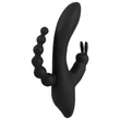 Kép 13/13 - Sweet Smile - Triple G-Spot Vibrator - nyuszis csiklóizgató, vibrációs análgyöngy és G-pont vibrátor trió (USB) - fekete