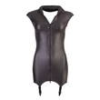 Kép 4/8 - Cottelli Party - Dress with Suspender Straps - erotikus testruha harisnyatartóval (XL) - fekete