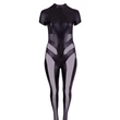 Kép 4/9 - Cottelli Collection Plus - Jumpsuit with Net - fenéknél nyitható, hálos testruha (XL) - fekete