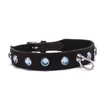 Kép 3/4 - Devil Sticks - Crystal Collar Light Blue - kék kristályokkal díszített bőr nyakörv (fekete)