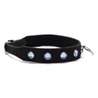 Kép 2/4 - Devil Sticks - Crystal Collar Light Blue - kék kristályokkal díszített bőr nyakörv (fekete)